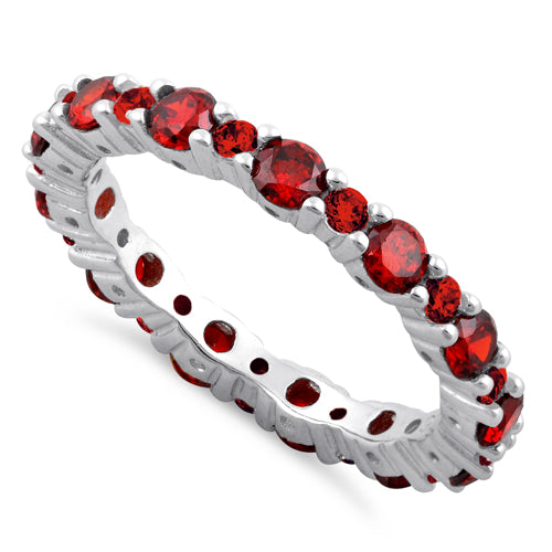 Sterling Silver Eternity Dark Garnet CZ Ring