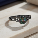 Sterling Silver Black Rhodium Rainbow CZ Ring