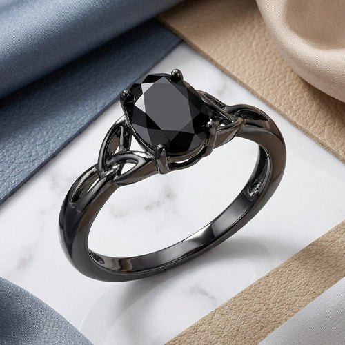 Sterling Silver Black Rhodium Black CZ Ring