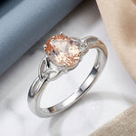 Sterling Silver Charmed Oval Champaign CZ Ring