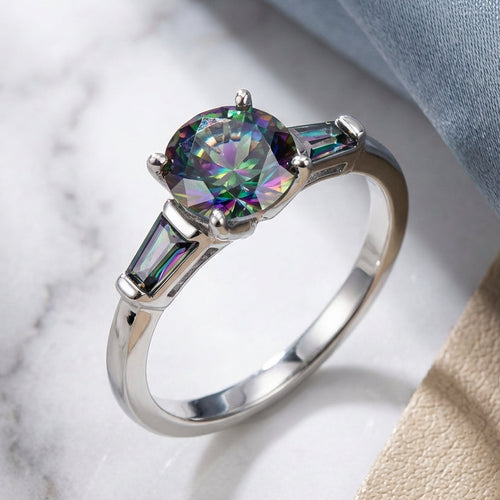 Sterling Silver Rainbow CZ Ring