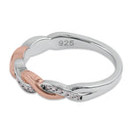 Sterling Silver and Rose Gold Plated Braided CZ Ring