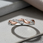 Sterling Silver and Rose Gold Plated Braided CZ Ring