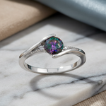 Sterling Silver Stuck In Between Rainbow CZ Ring
