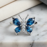 Sterling Silver Blue CZ Butterfly Ring
