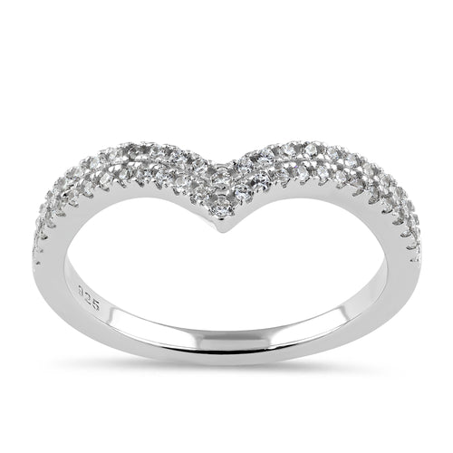 Sterling Silver Pave Chevron CZ Ring