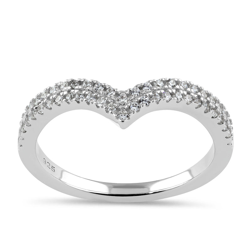 Sterling Silver Pave Chevron CZ Ring