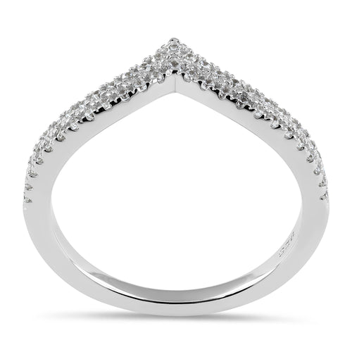 Sterling Silver Pave Chevron CZ Ring