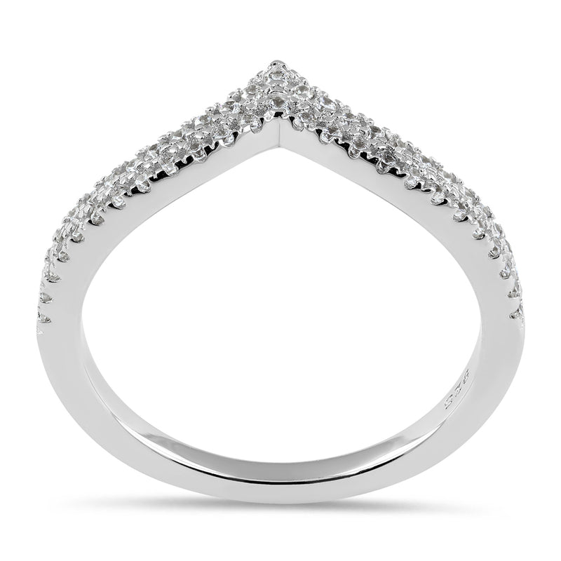 Sterling Silver Pave Chevron CZ Ring