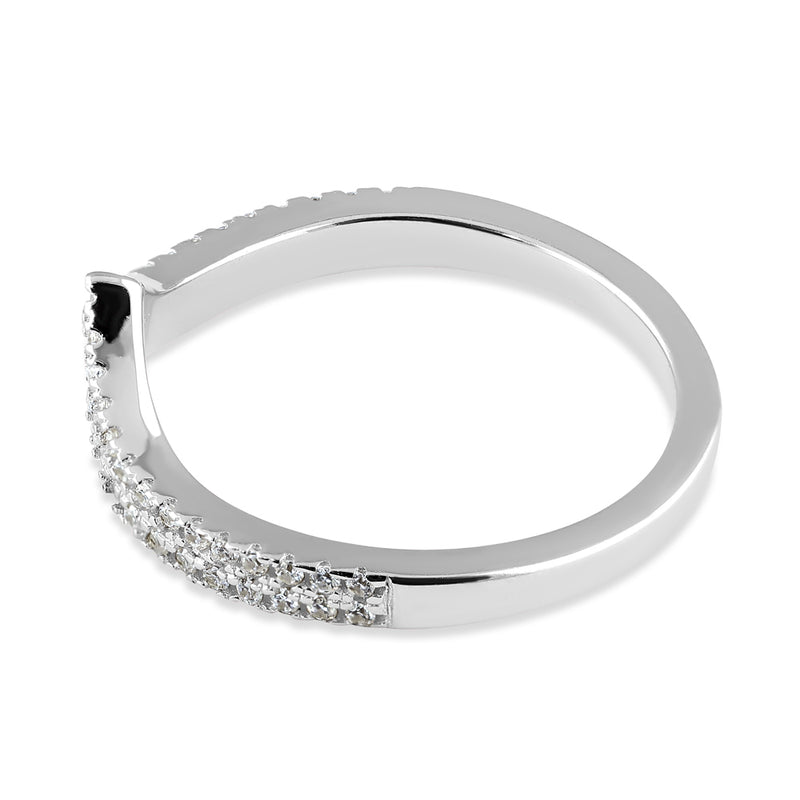 Sterling Silver Pave Chevron CZ Ring