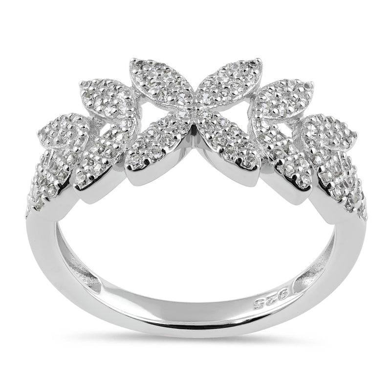 Sterling Silver Elegant Leaf CZ Ring