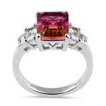 Sterling Silver Bicolor Orange Red Ombre CZ Ring