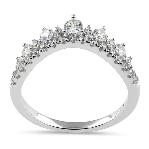 Sterling Silver Princess Crown CZ Ring