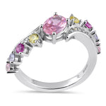 Sterling Silver Pink & Yellow CZ Ring