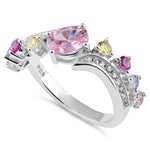 Sterling Silver Pink & Yellow CZ Ring