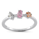 Sterling Silver Pink & Champagne CZ Ring