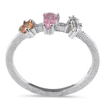 Sterling Silver Pink & Champagne CZ Ring
