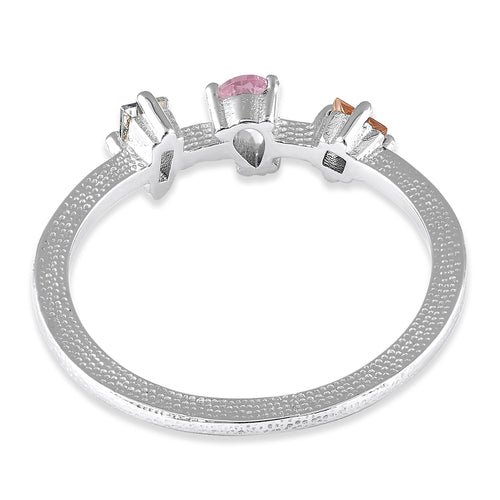 Sterling Silver Pink & Champagne CZ Ring