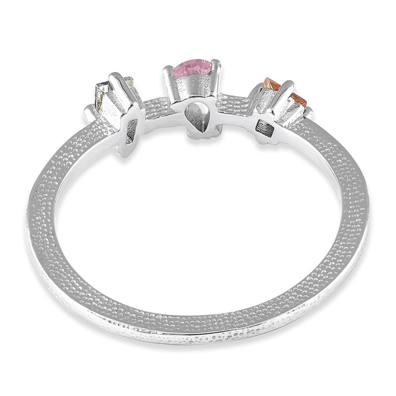 Sterling Silver Pink & Champagne CZ Ring