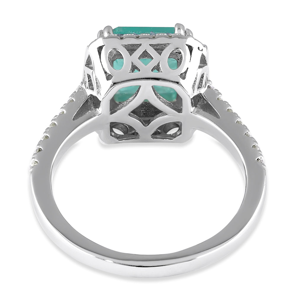 Sterling Silver White and Teal CZ Halo Ring Sterling Silver White and Teal CZ Halo Ring