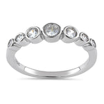 Sterling Silver Half Eternity Round CZ Bezel Ring