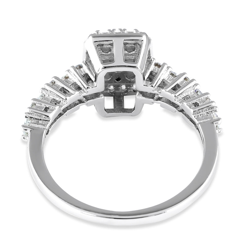 Sterling Silver CZ Halo Cluster Ring