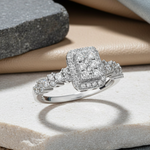 Sterling Silver CZ Halo Cluster Ring