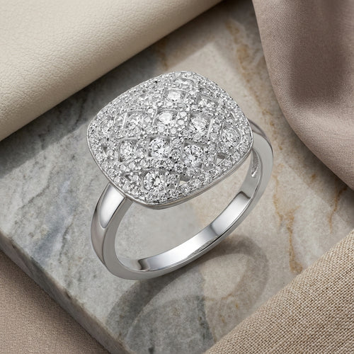 Sterling Silver CZ Cluster Ring