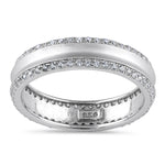 Sterling Silver Matte Line CZ Wedding Band Ring