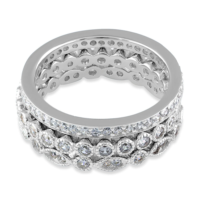 Sterling Silver 3 Rings Stackable CZ Ring