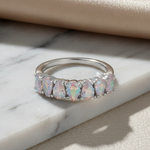 Sterling Silver Pear-shape Iridescent Rainbow CZ Ring