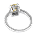 Sterling Silver Emerald Halo Yellow and Clear CZ Ring