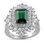 Sterling Silver Green CZ Cluster Ring