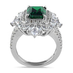 Sterling Silver Green CZ Cluster Ring
