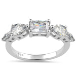 Sterling Silver Marquise, Pea, & Emerald-Cut CZ Ring
