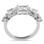 Sterling Silver Marquise, Pea, & Emerald-Cut CZ Ring