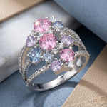 Sterling Silver Colorful Cluster CZ Ring