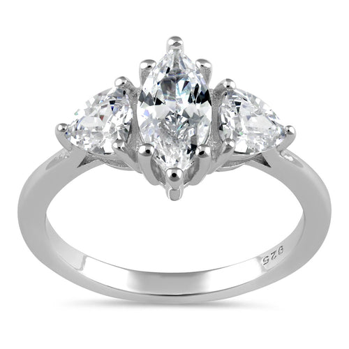 Sterling Silver Marquise Trillion CZ Ring