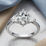 Sterling Silver Marquise Trillion CZ Ring