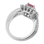 Sterling Silver Pink CZ Halo Ring