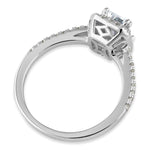 Sterling Silver Emerald-Cut Halo CZ Engagement Ring