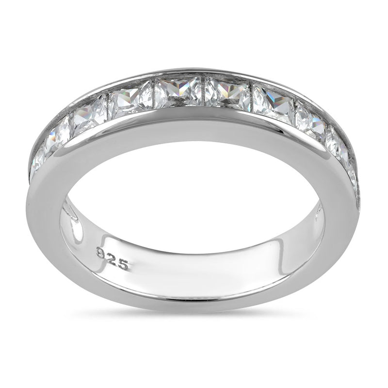 Sterling Silver Half Eternity Princess CZ Ring
