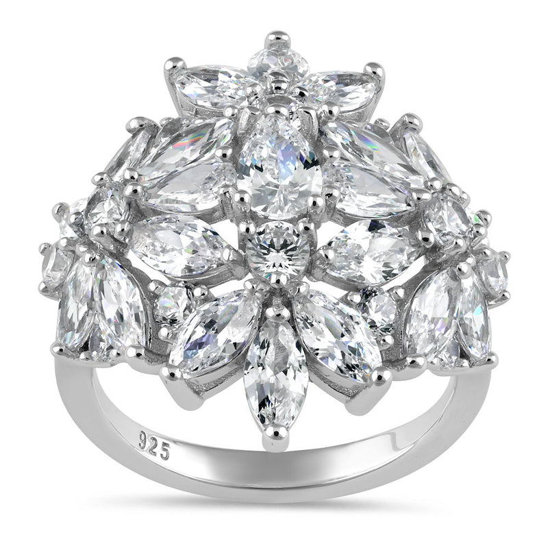 Sterling Silver CZ Cluster Ring