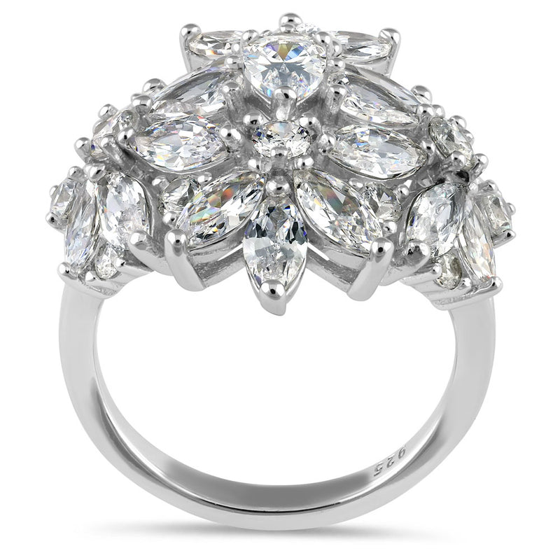 Sterling Silver CZ Cluster Ring