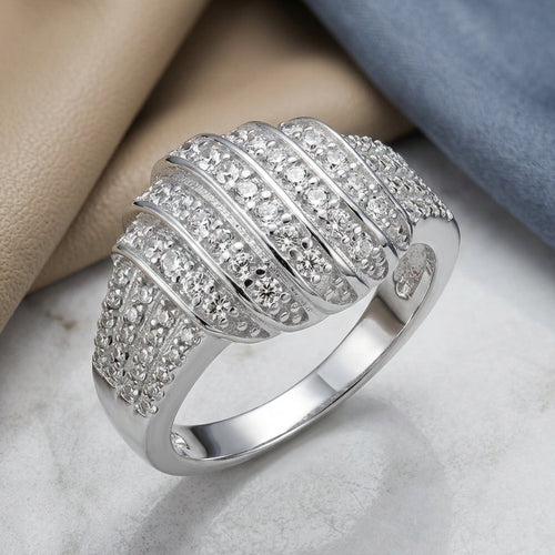 Sterling Silver Elegant Pave Ring