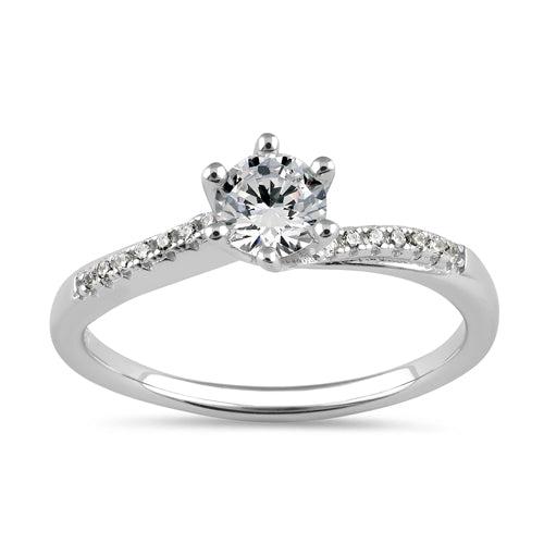 Sterling Silver 5.0mm CZ Dainty Engagement Ring