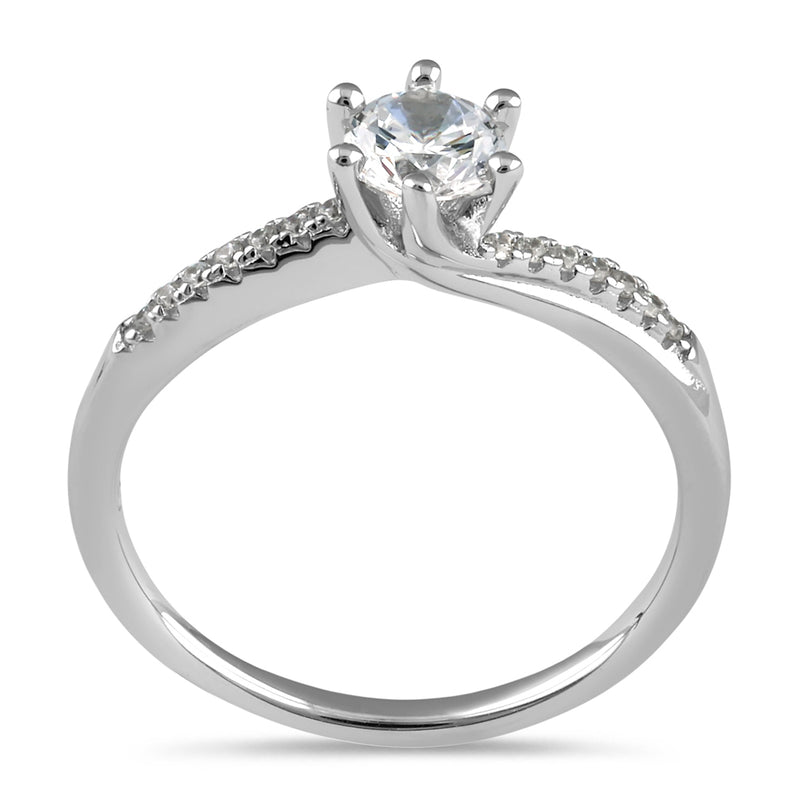 Sterling Silver 5.0mm CZ Dainty Engagement Ring