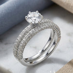 Sterling Silver Round 6.5mm CZ Solitaire Engagement Ring Set