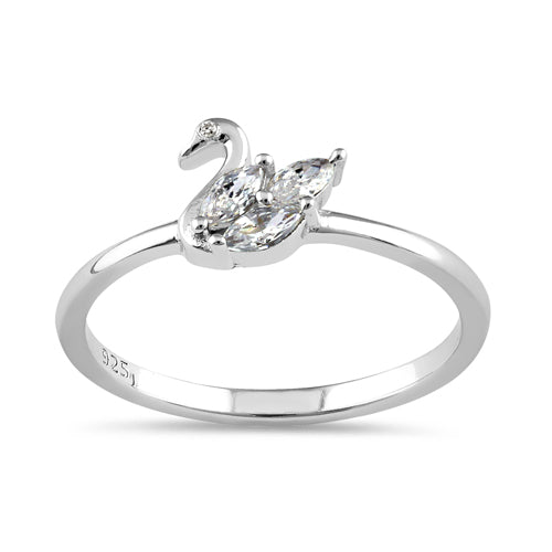 Sterling Silver Swan CZ Ring