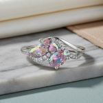 Sterling Silver Iridescent Rainbow Marquise CZ Ring